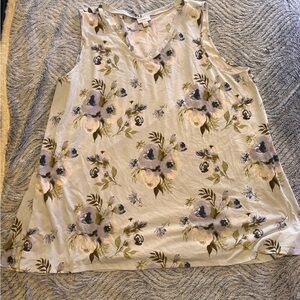 LuLaRoe Floral Tank Top - Cream and Purple